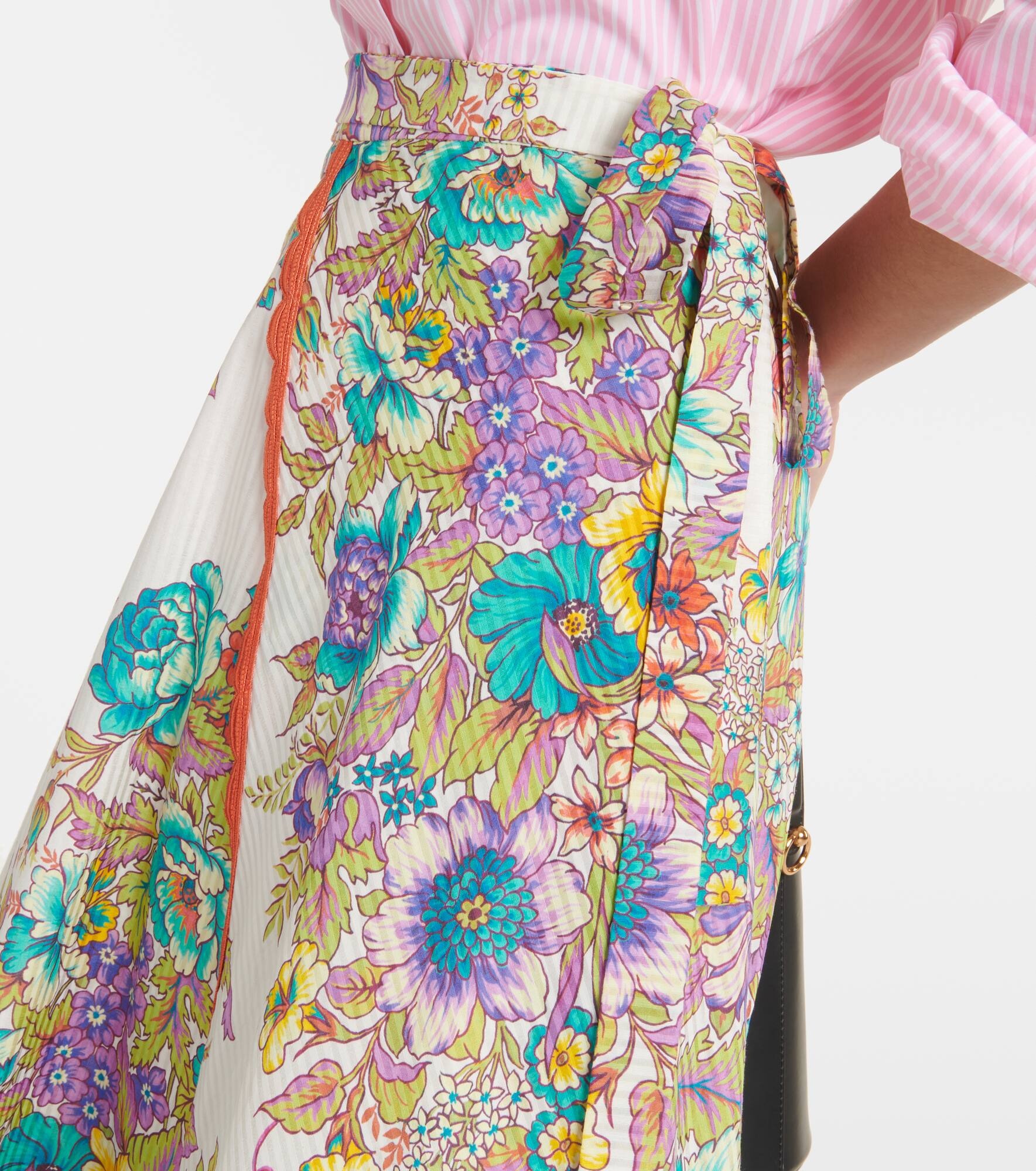 Floral cotton and silk midi skirt - 4