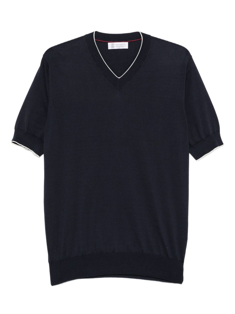 V-neck short-sleeve cotton T-shirt 1