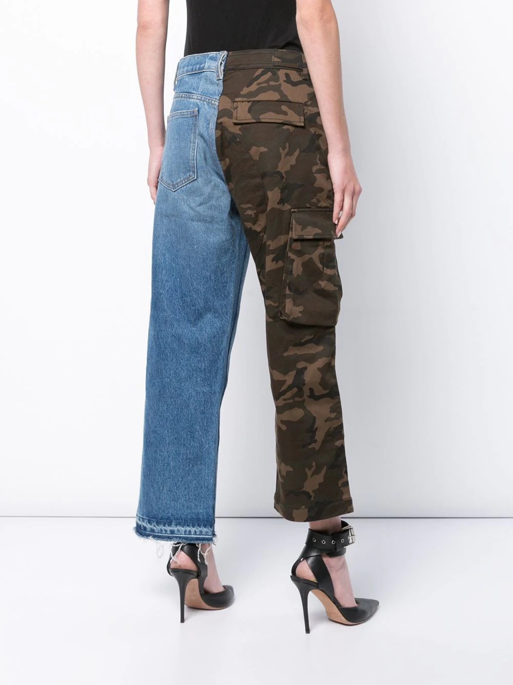 split camouflage cargo jeans - 4