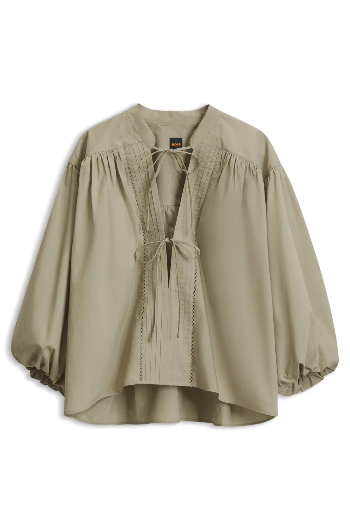 RELAXED-FIT COTTON-POPLIN BLOUSE WITH BALLOON SLEEVES - 1