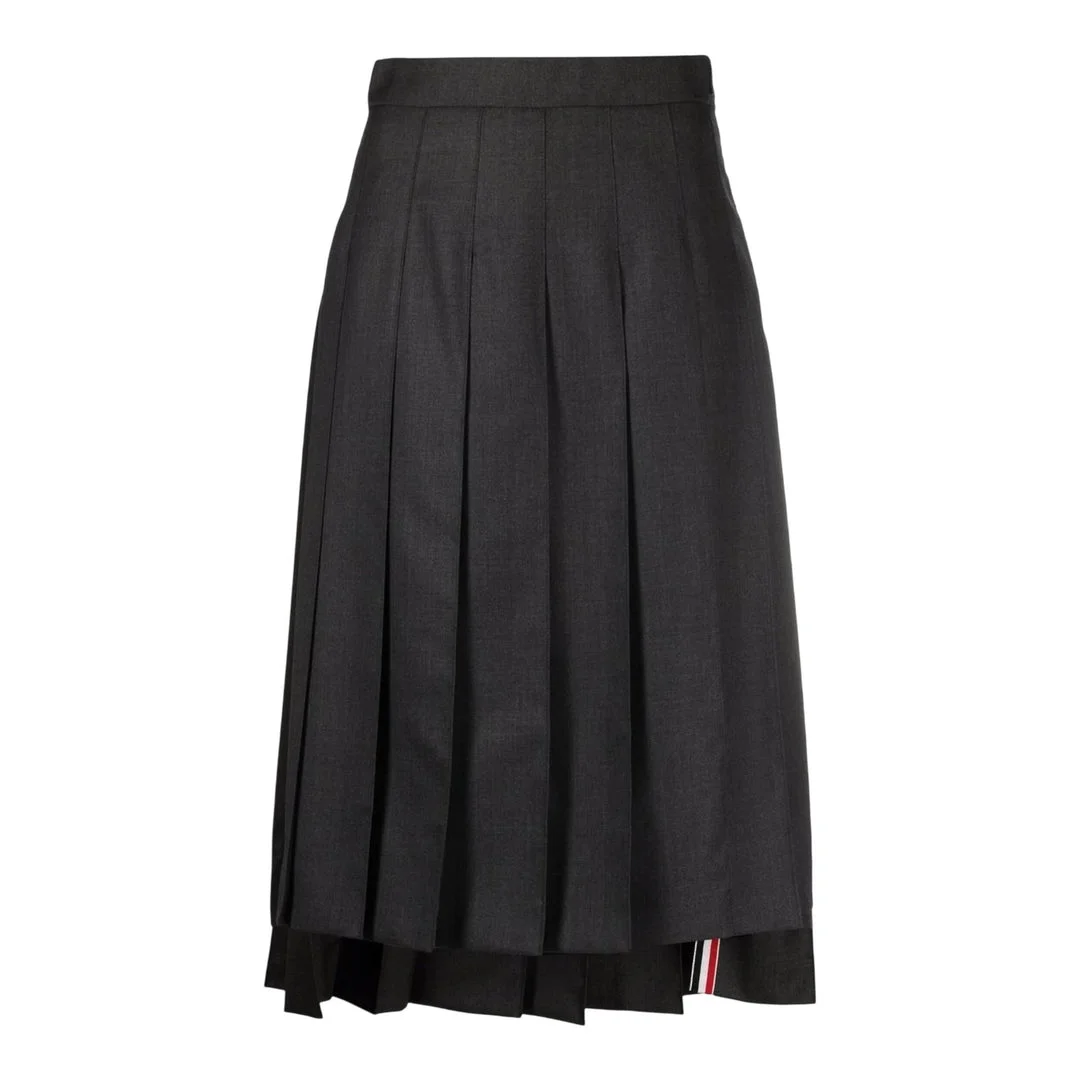 Below Knee Dropped Back Pleated Skirt - 1