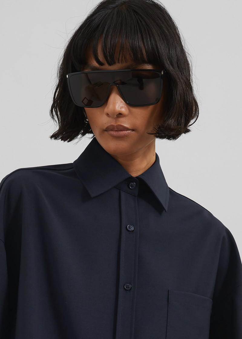 Georgia Wool Blend Shirt - Dark Navy 6