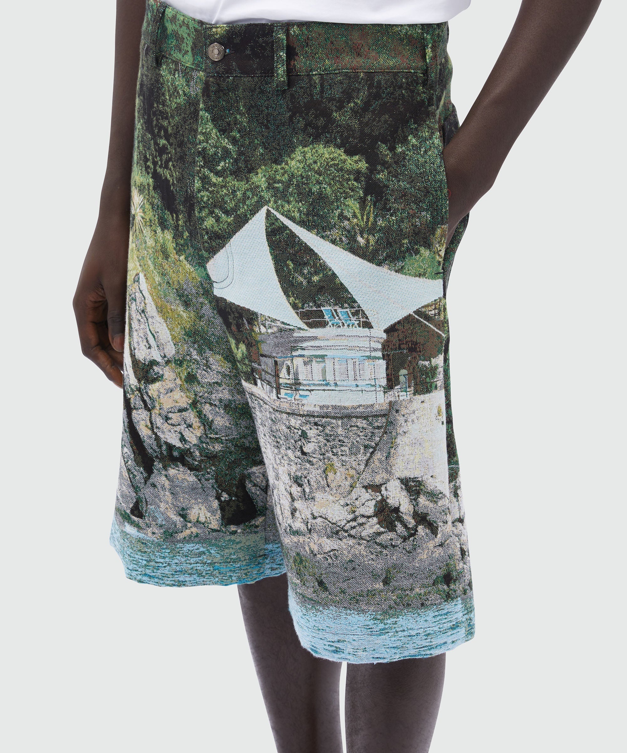 Bermuda shorts in cotton blend with "La Vedetta" graphic - 5