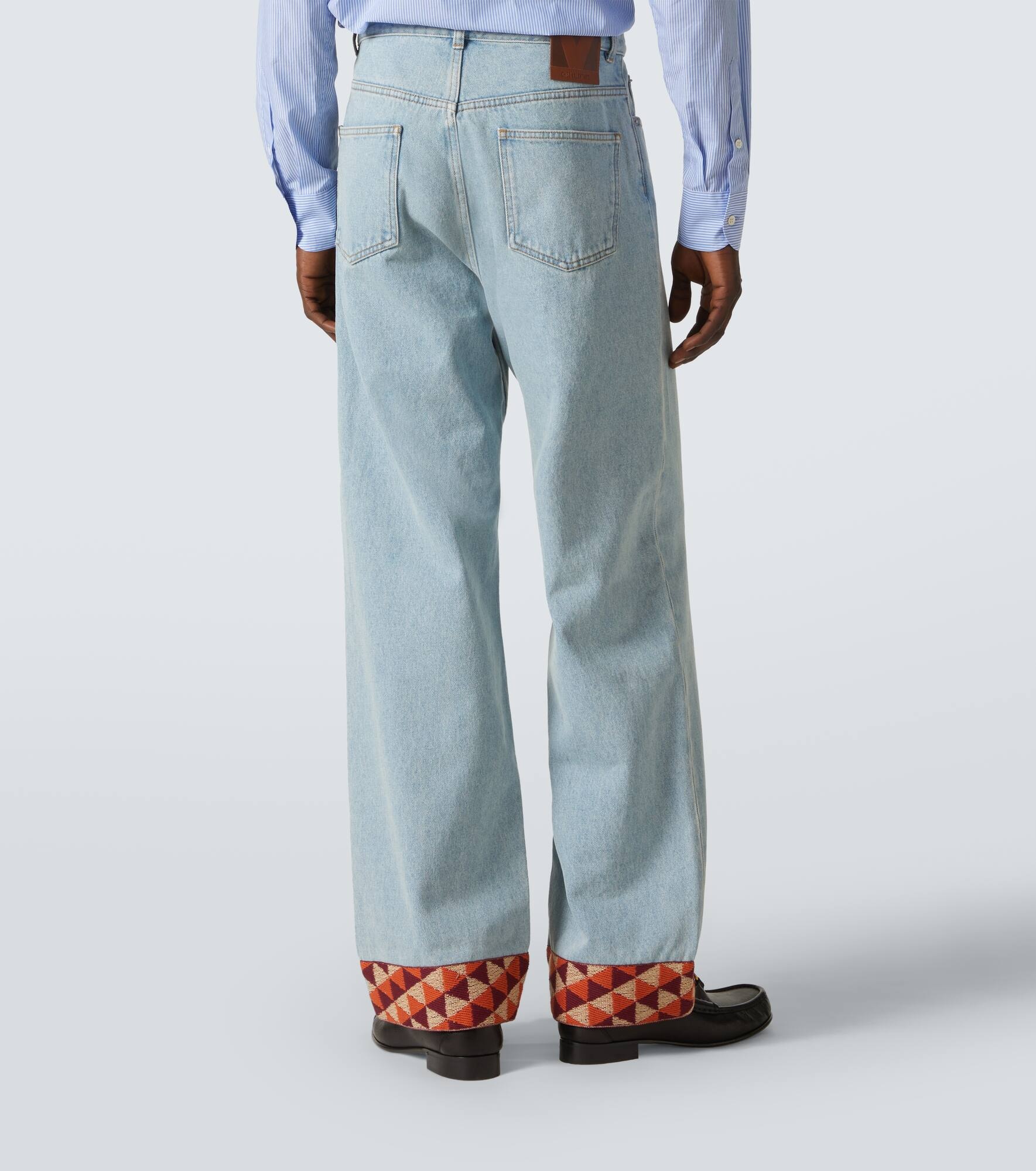Jacquard-trimmed wide-leg jeans - 4