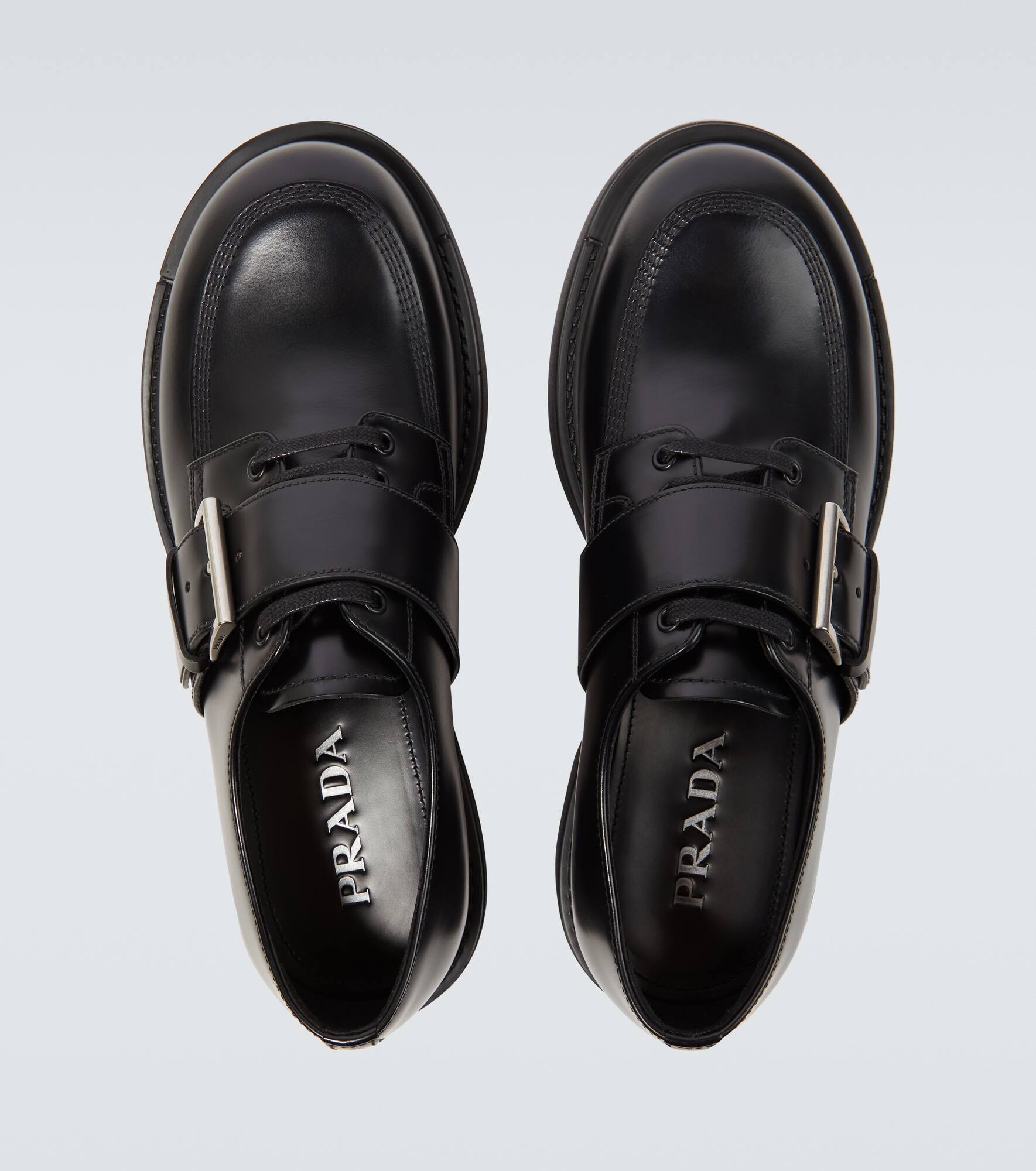 Brushed leather lace-up derbies - 4