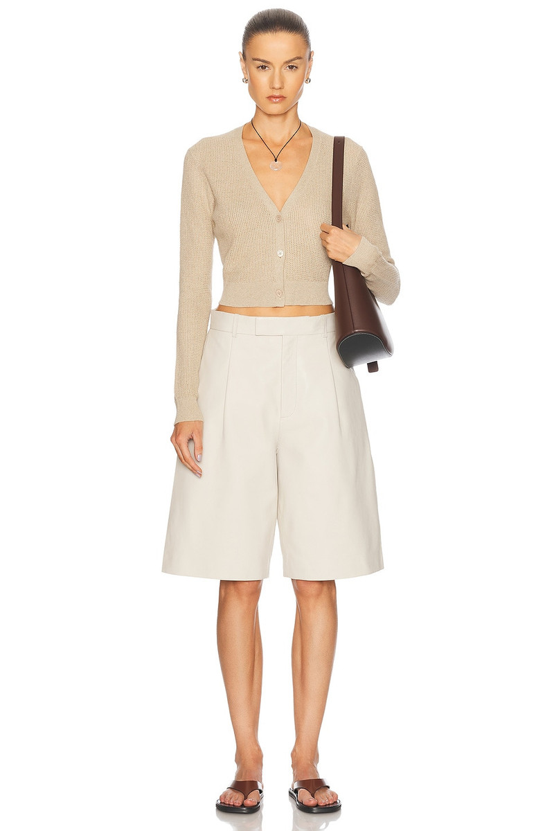 Enza Costa Linen Open Knit Cropped V-Neck Cardigan outlook