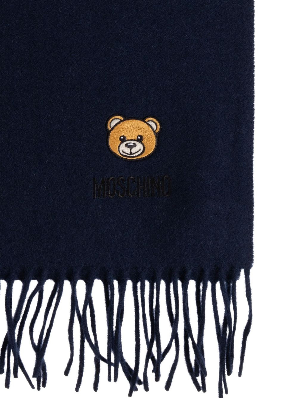 teddy bear-embroidered fringed scarf - 4
