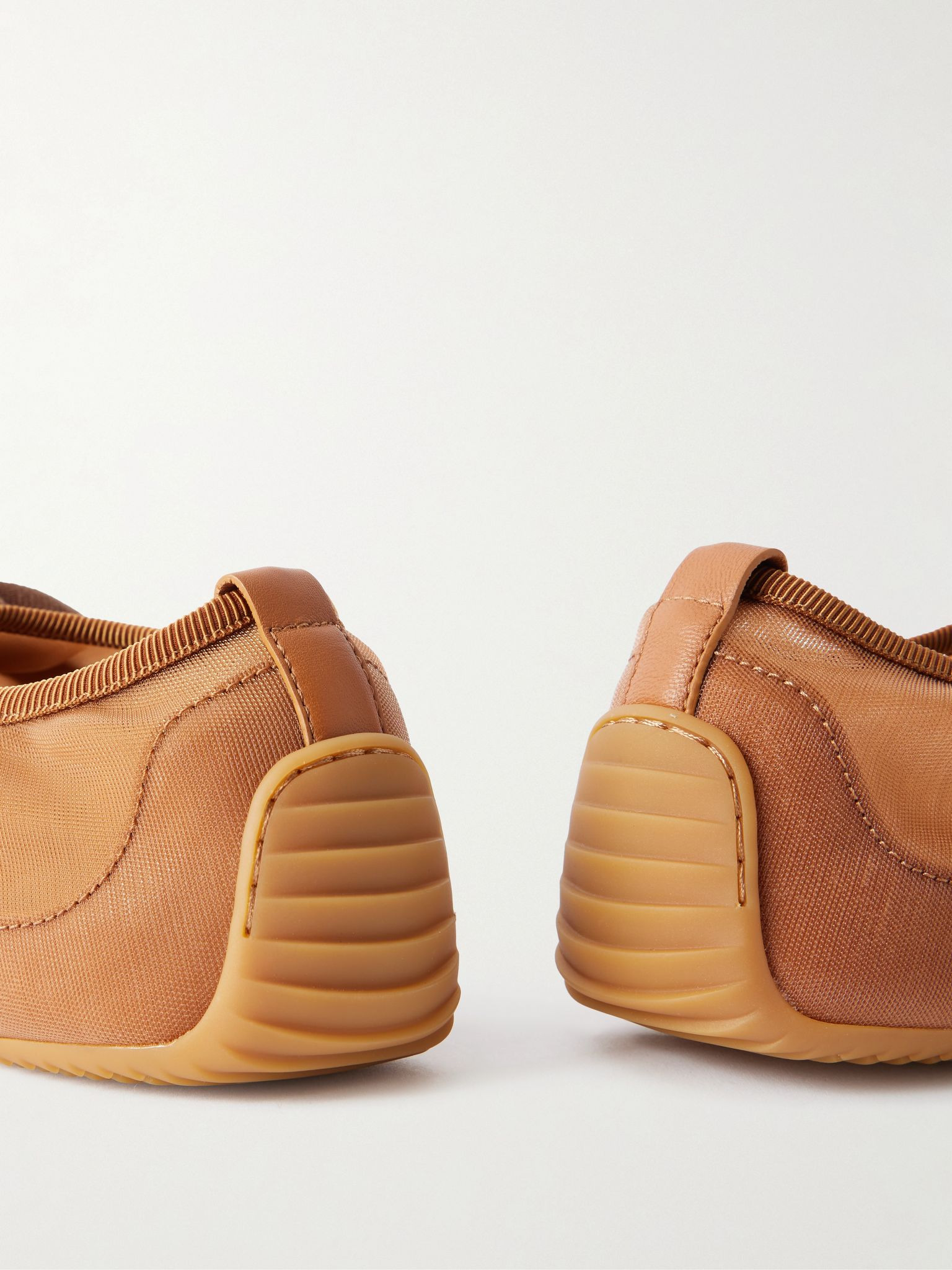 Leather-trimmed mesh sneakers Dark brown - 4