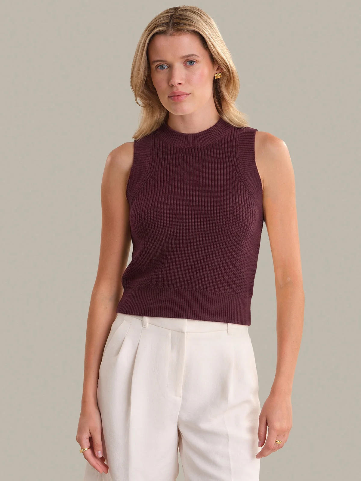 Demi: High Crewneck Cotton Tank - 1