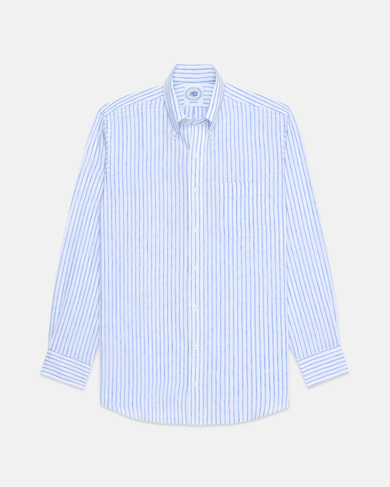 J. PRESS MADE-IN-USA THOMAS MASON BLUE BLAZER STRIPE LINEN SHIRT outlook