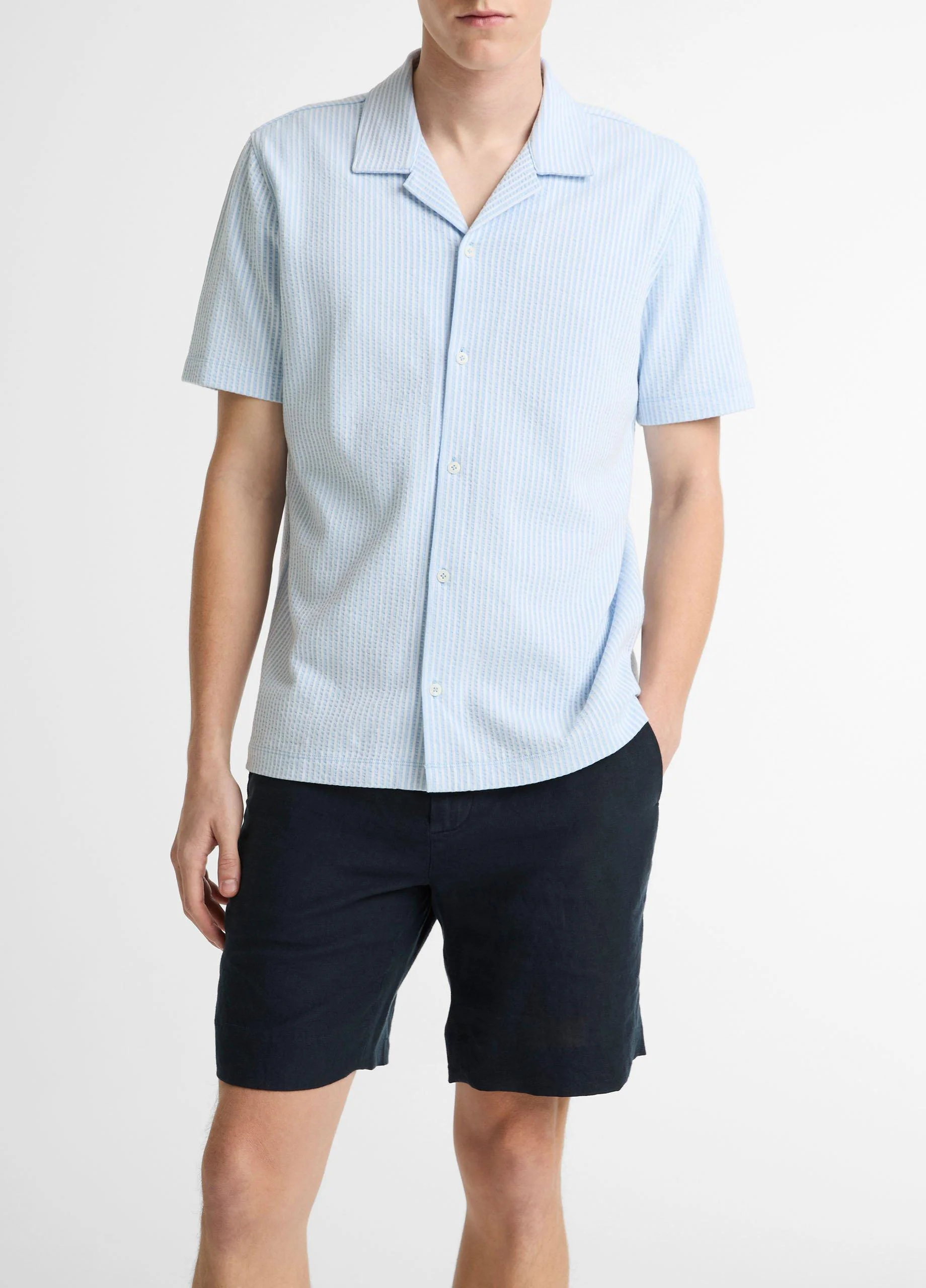 Seersucker Stripe Stretch-Cotton Cabana Shirt - 1