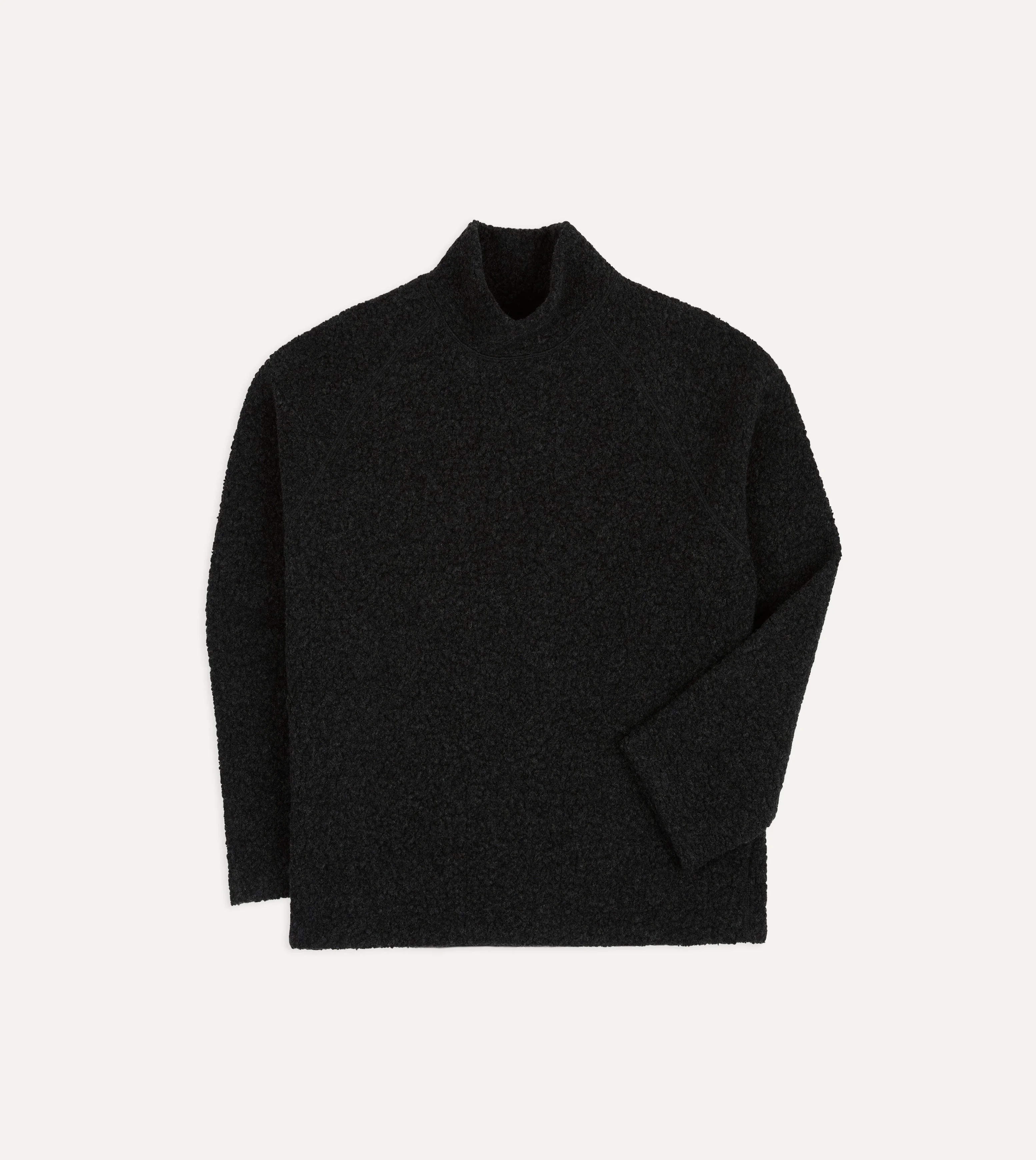 Charcoal Boucle Wool Pullover Fleece - 1