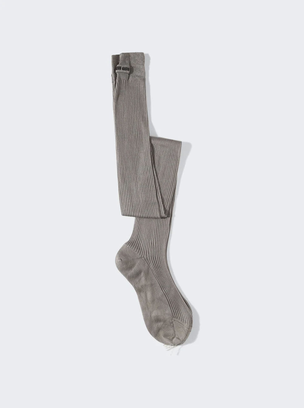 Ribbed Knit Silk Socks Grey - 1