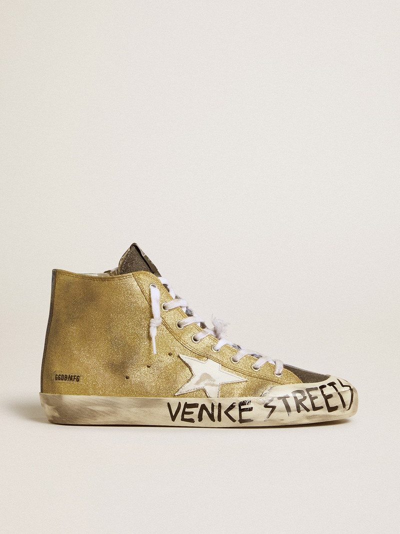 Men’s Francy LAB in golden glitter with white leather star 1