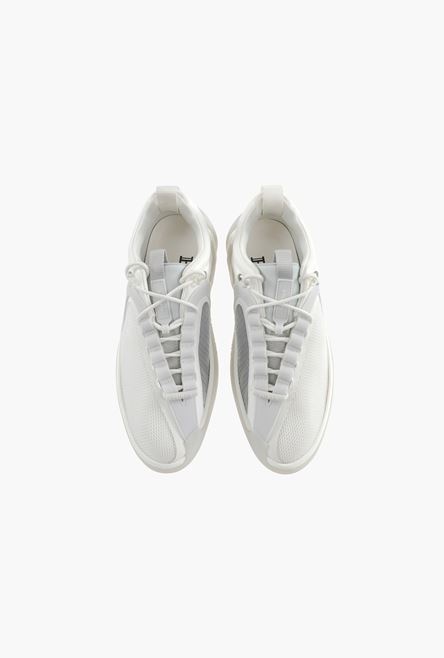 White and grey leather and mesh B-Runner sneakers - 4