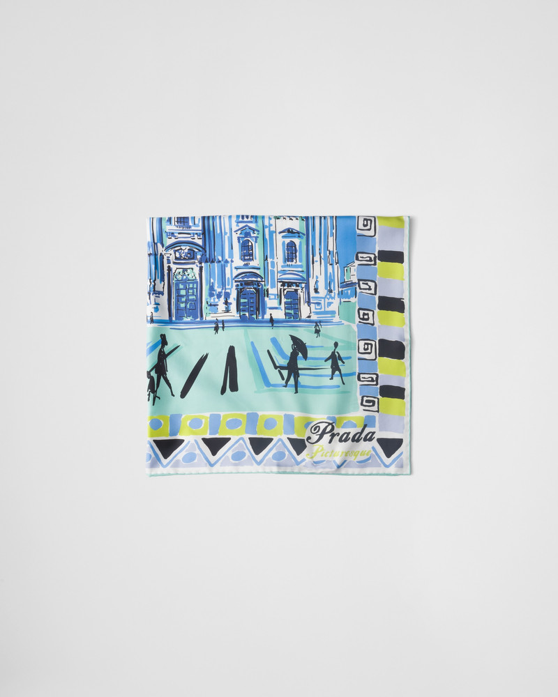 Pittoresque Milan print 90 silk foulard 1