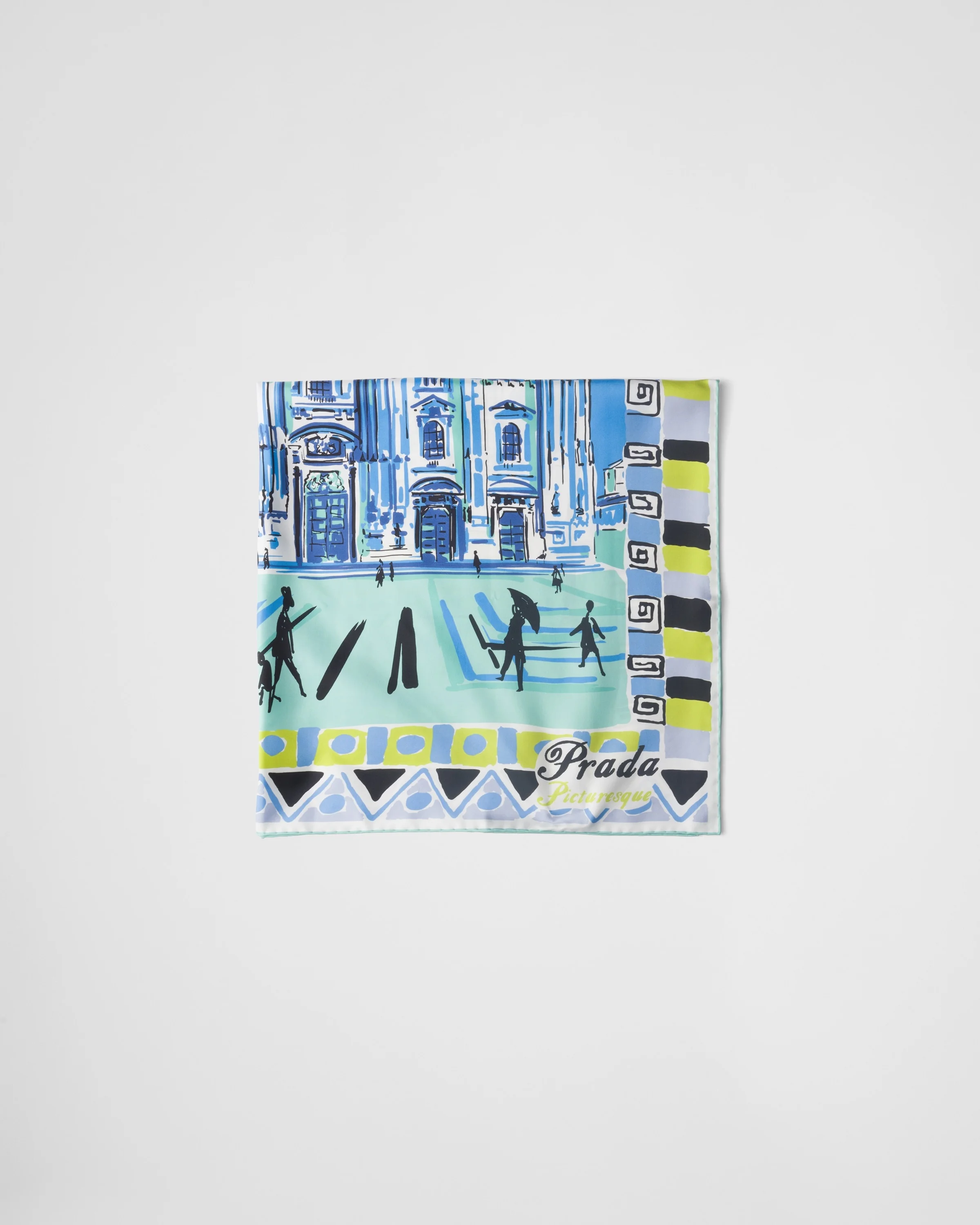Pittoresque Milan print 90 silk foulard - 1