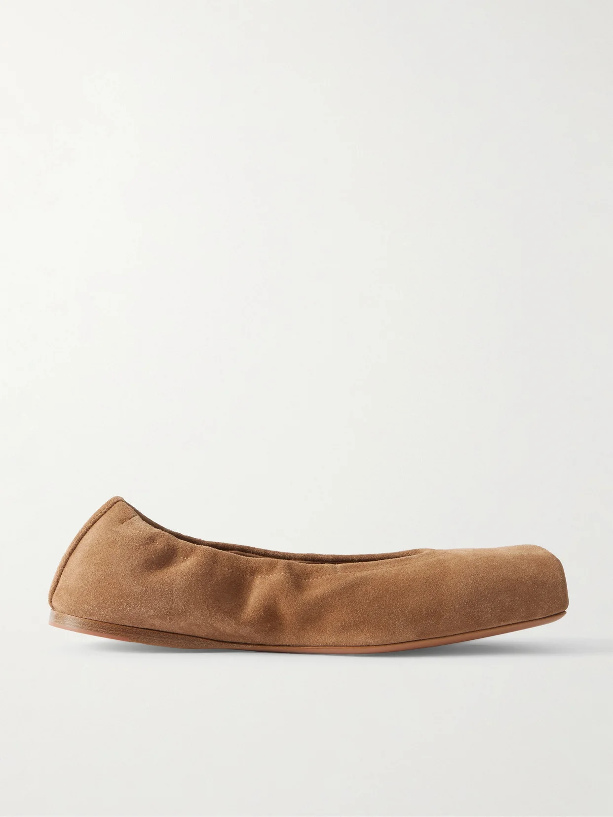 Leather-trimmed Suede Ballet Flats - 1
