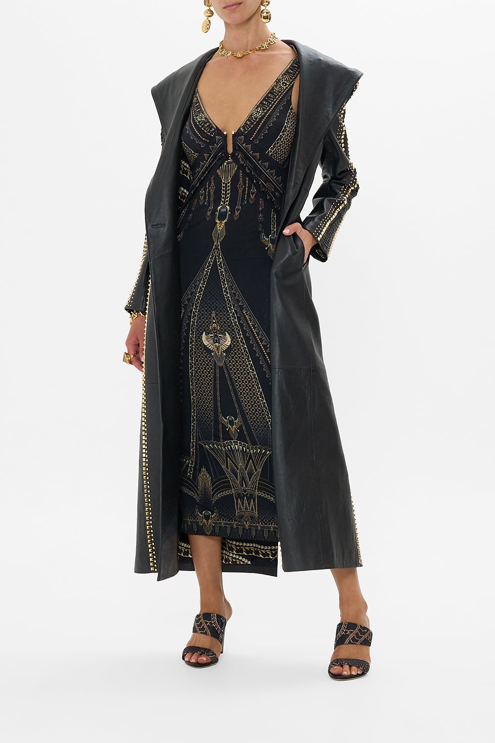 LONG LEATHER COAT WITH HOOD - 7