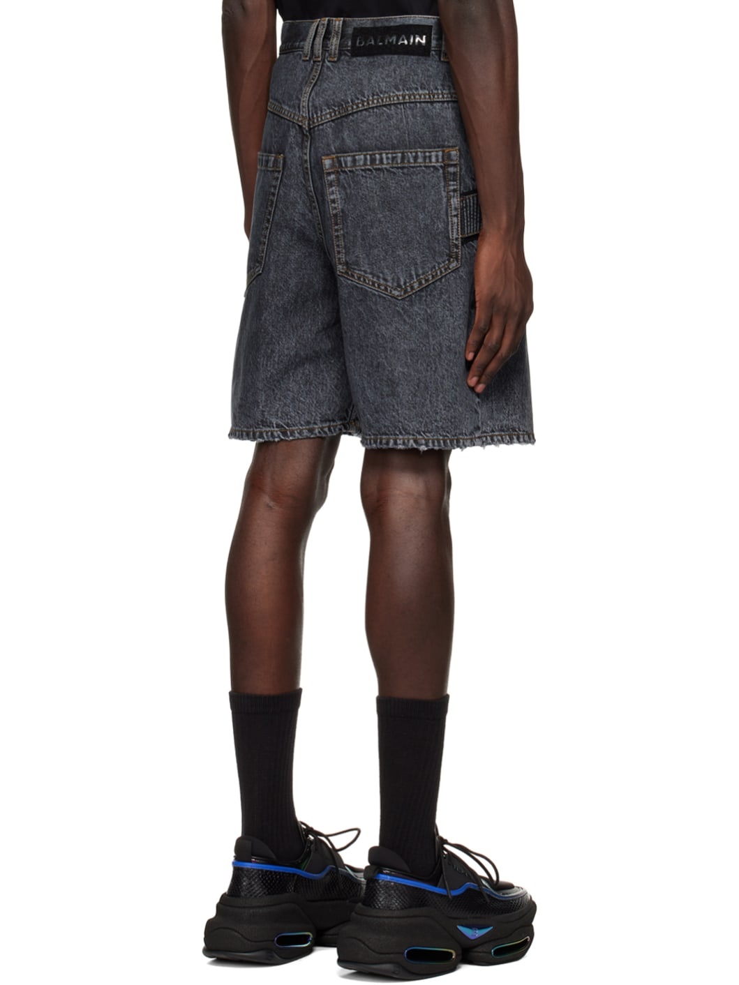 Black Distressed Shorts - 3