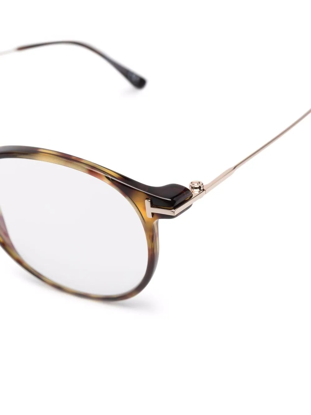 tortoiseshell-effect round-frame glasses - 3