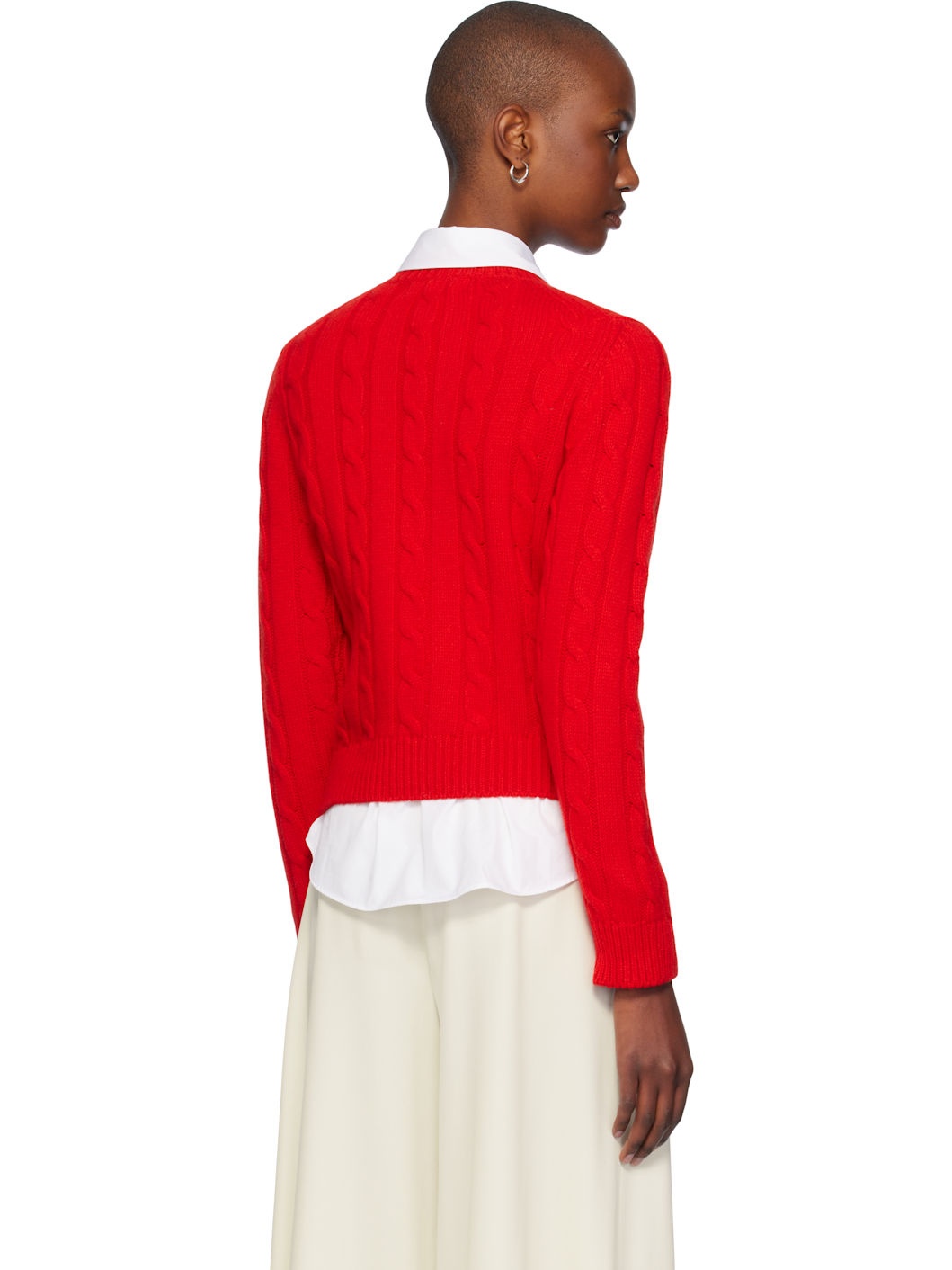 Red Carrow Cable Crewneck Sweater - 3