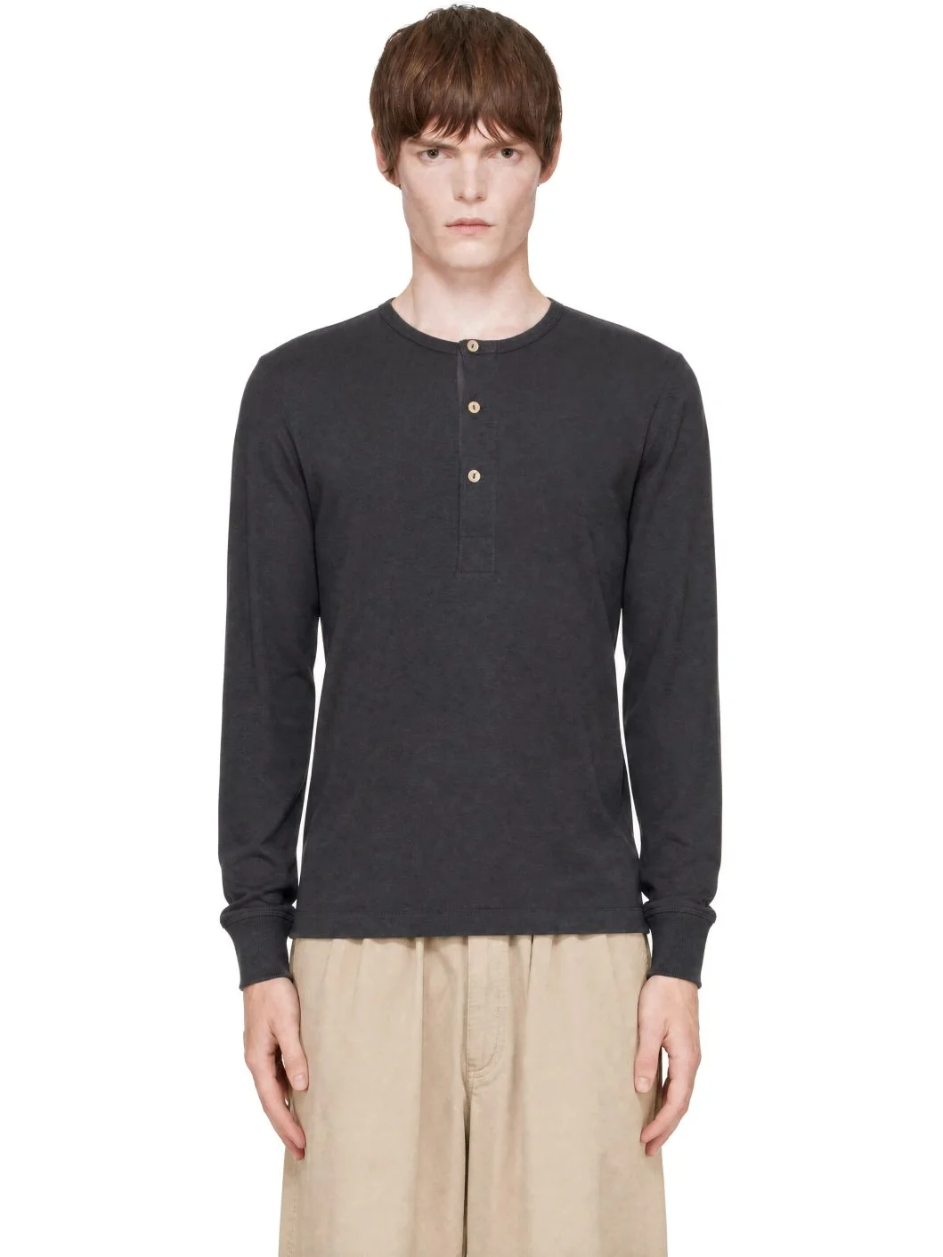 Gray 2M06 Refined Fit Long Sleeve Henley - 1