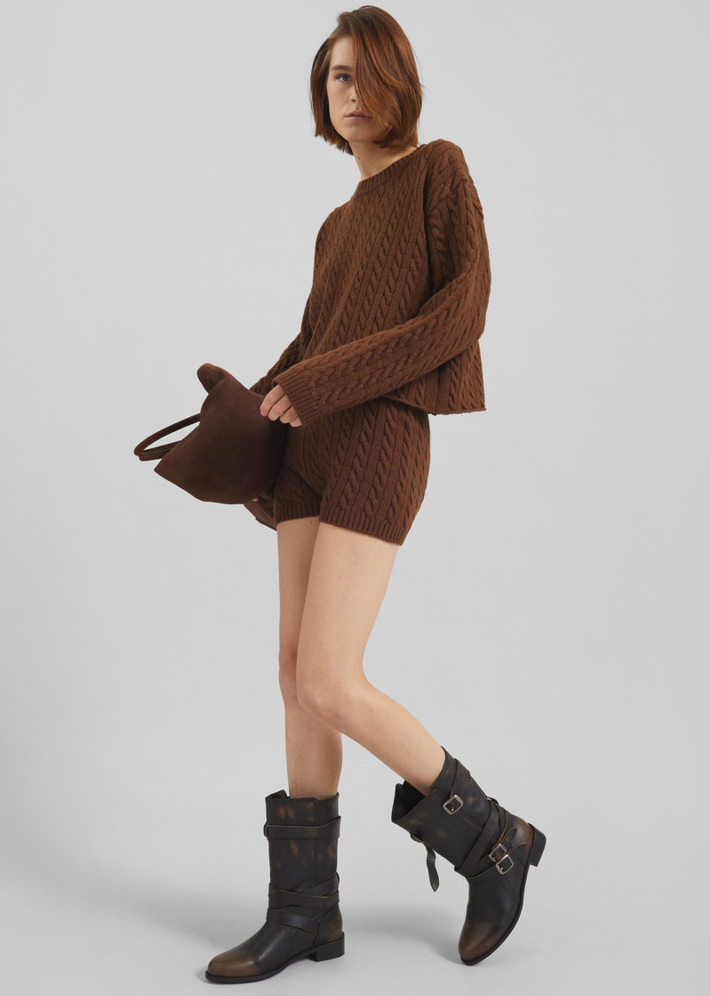 Brisbane Knit Mini Shorts - Brown 6
