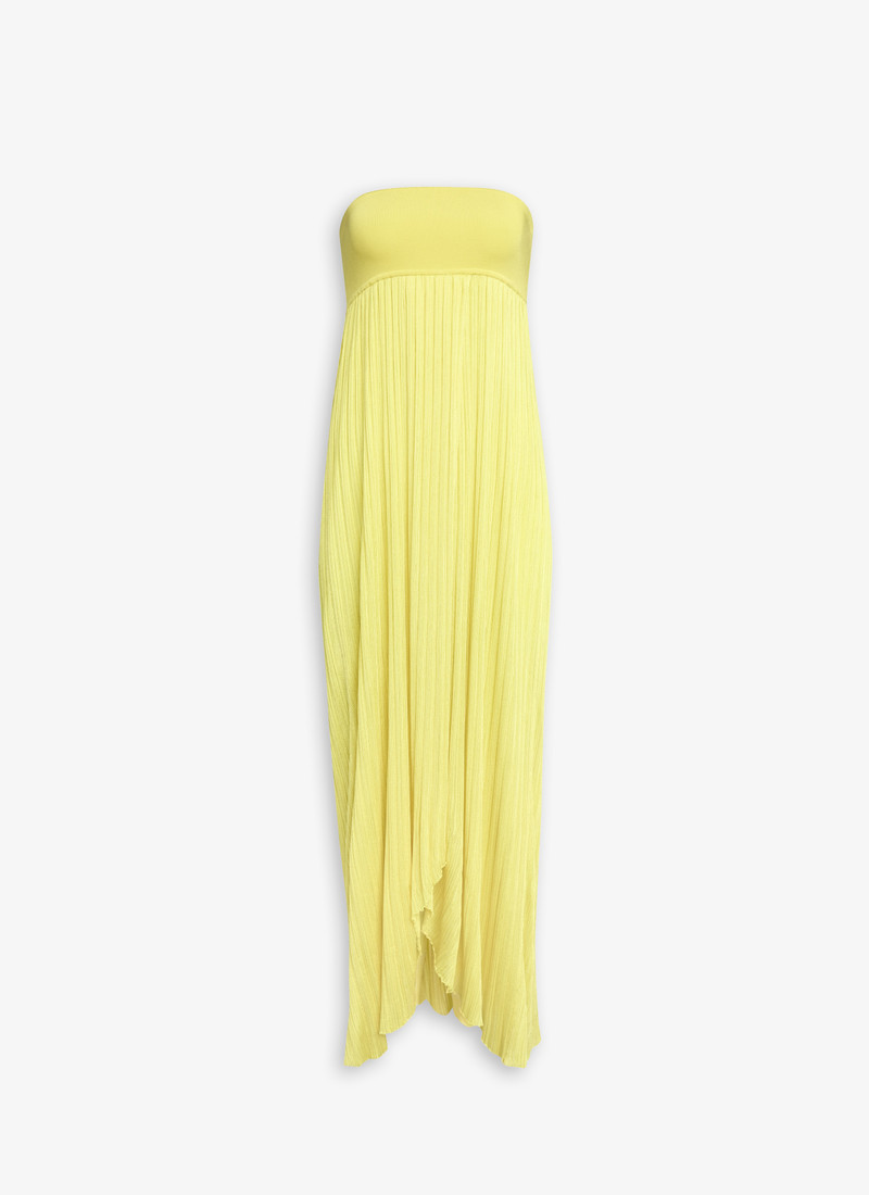 STRAPELESS DRESS IN PLEATED KNIT - 1