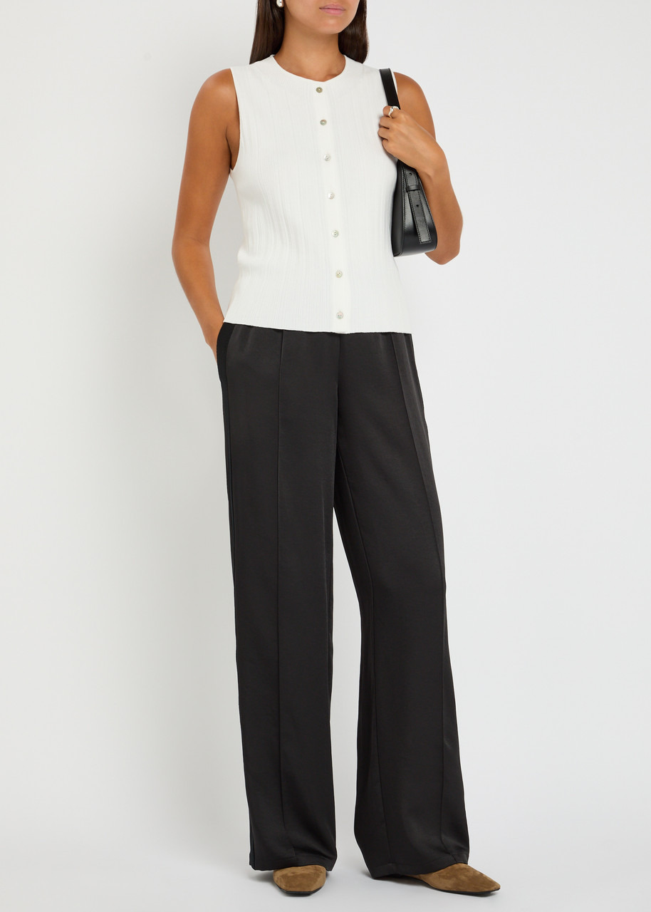 Vince Pintucked Satin-crepe Trousers - 4