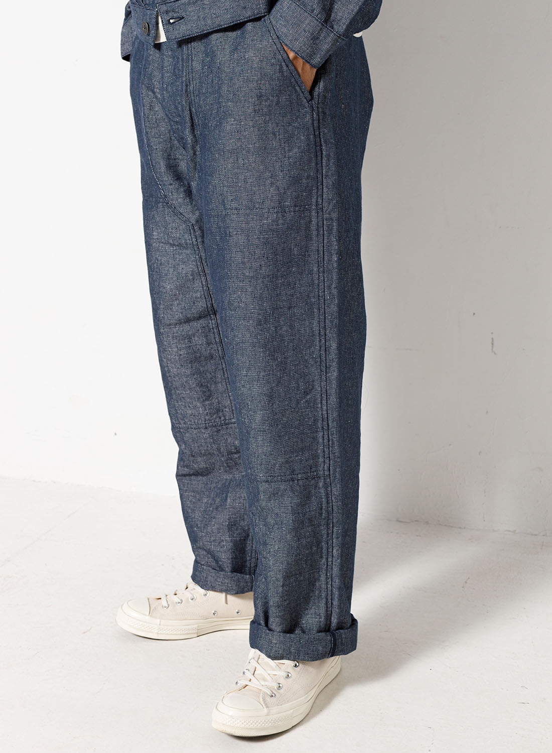 Carpenter Pant Cotton Linen in Navy - 4