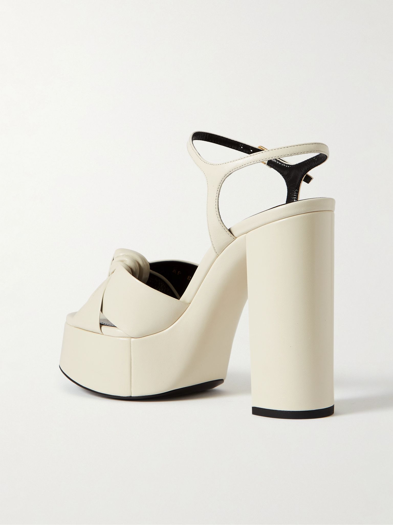 Bianca knotted leather platform sandals Off-white - 3