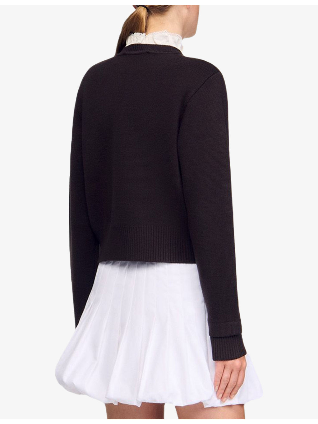 Ruffled-Collar Long-Sleeve Wool-Blend Cardigan - 4