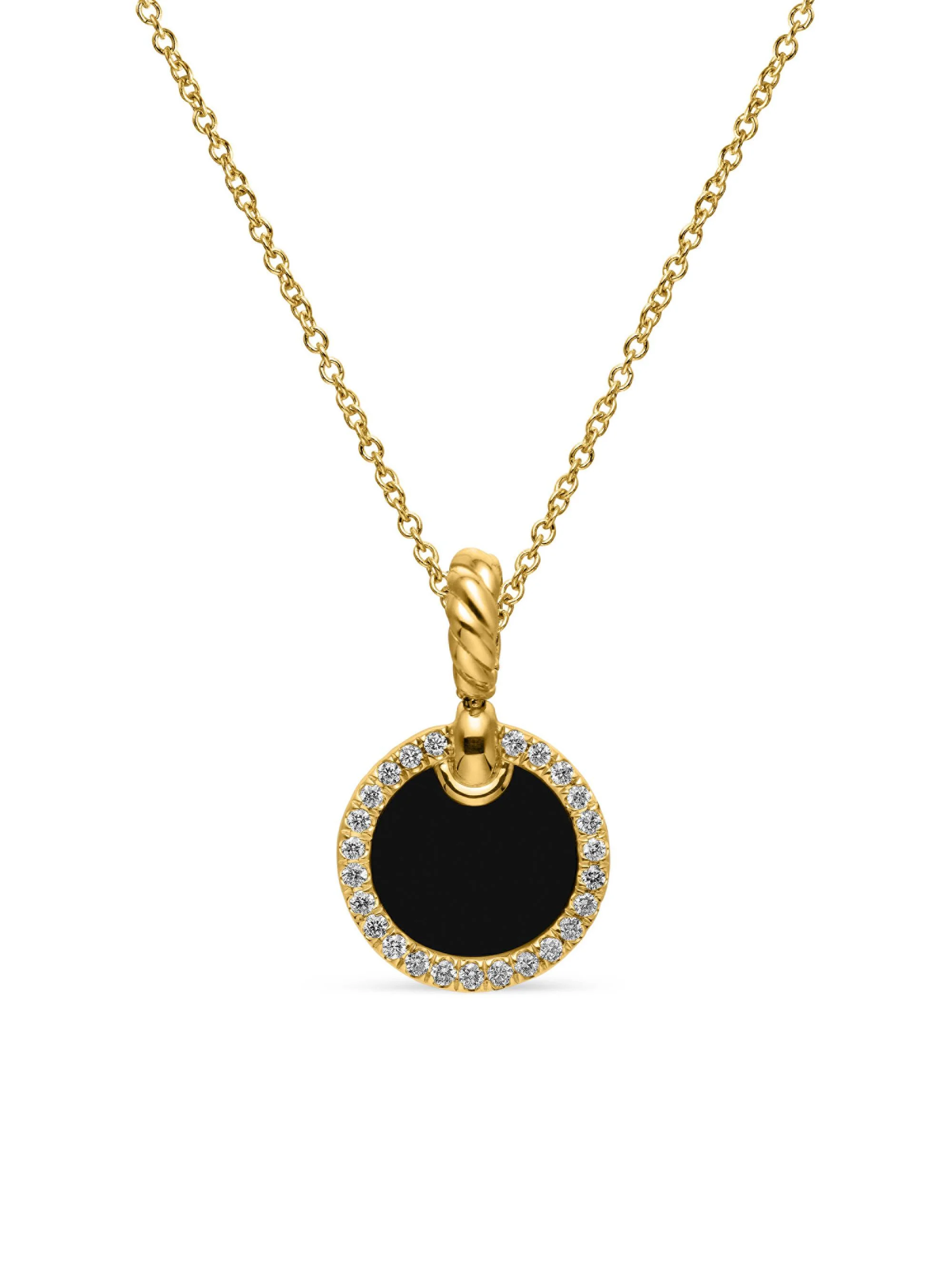 Women's Petite Elements Pendant Necklace in 18K Yellow Gold with Pavé Diamonds - Black Onyx - 1