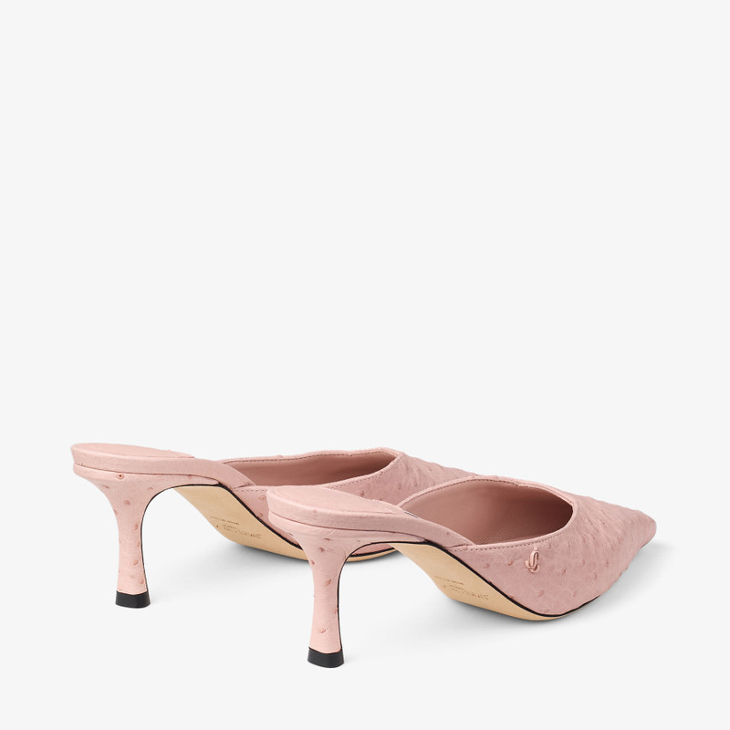 Vivi 65 Rose Ostrich Leather Mules 6