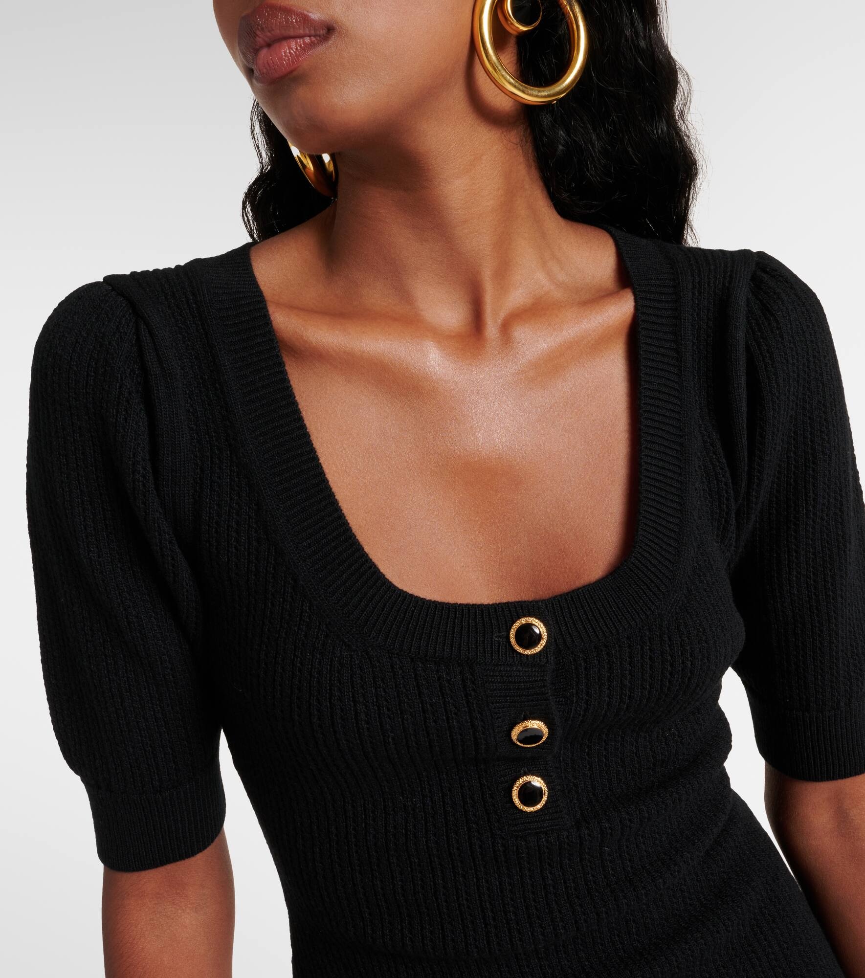 Feather-trimmed wool minidress - 4