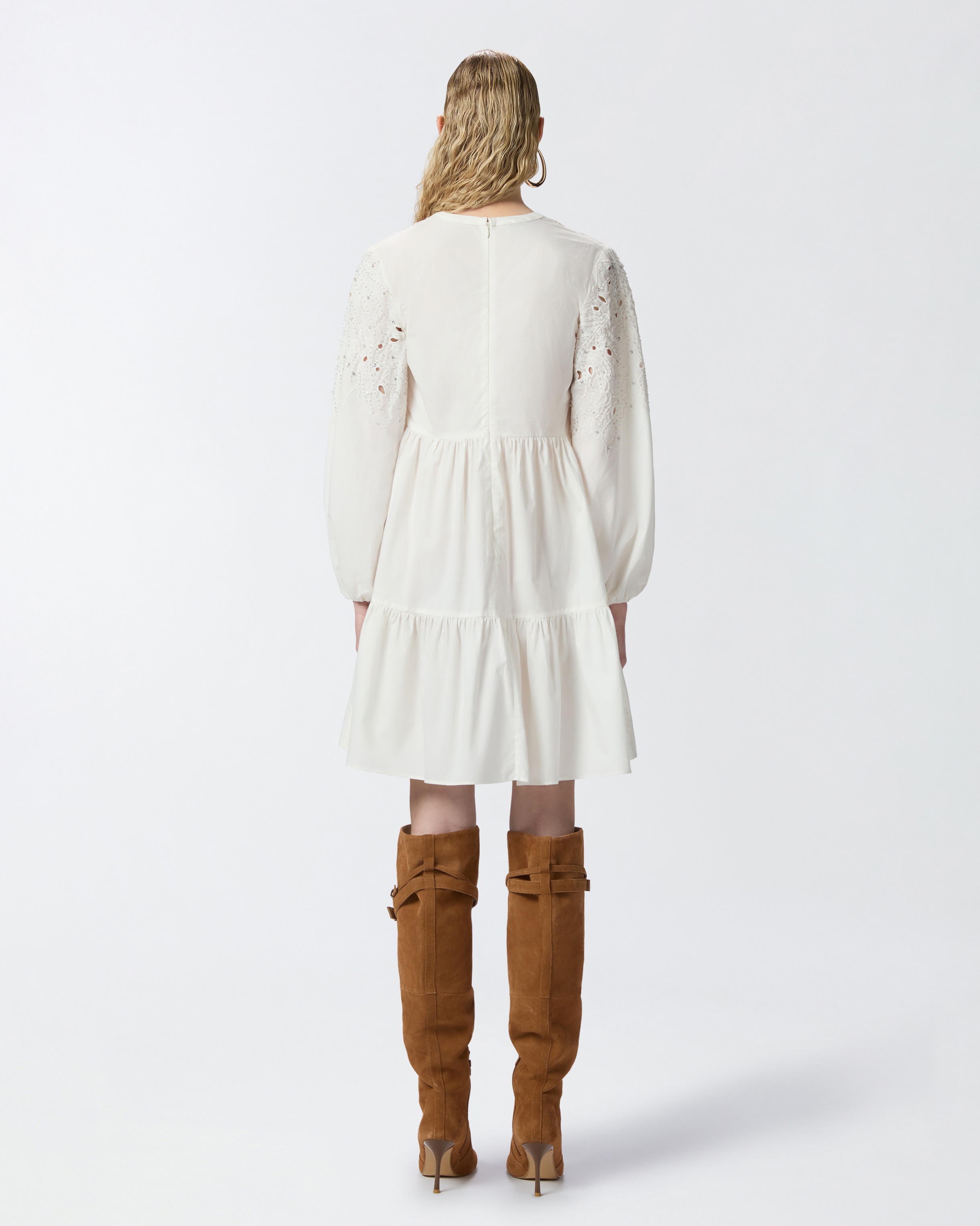 MINI DRESS WITH OPENWORK DESIGN AND CRYSTALS - 4