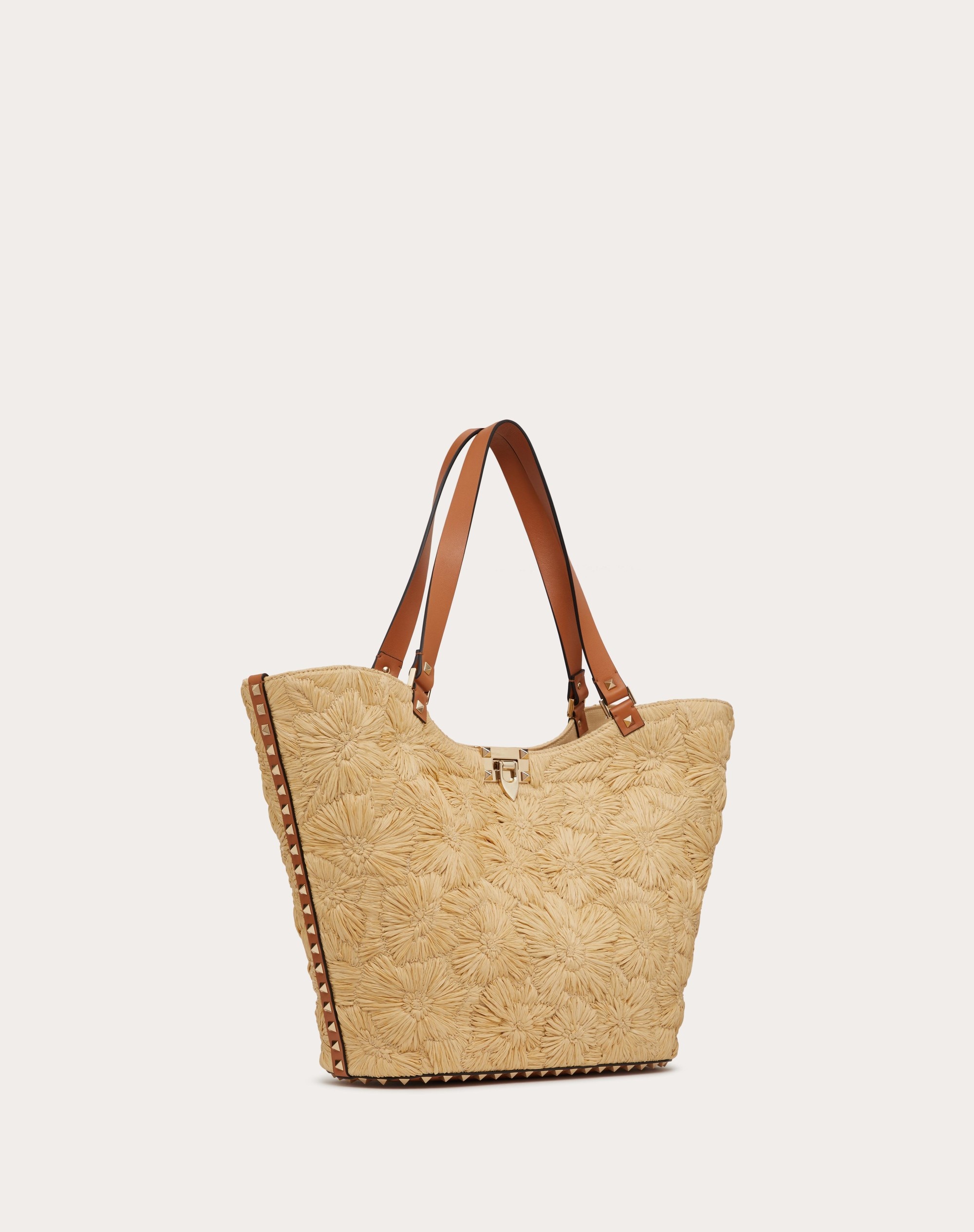 ROCKSTUD WOVEN RAFFIA SHOPPING BAG - 3