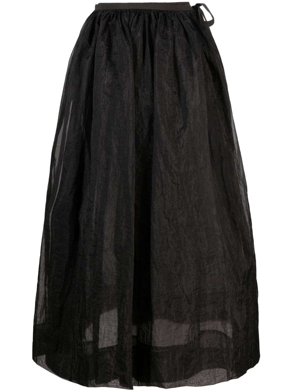 sheer tied-waist full skirt - 1