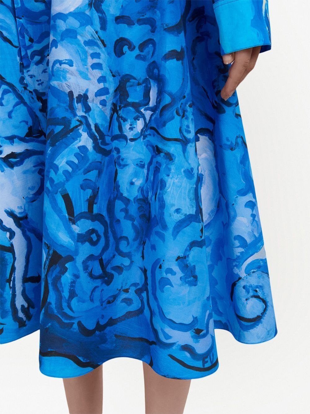painterly-print A-line skirt - 5