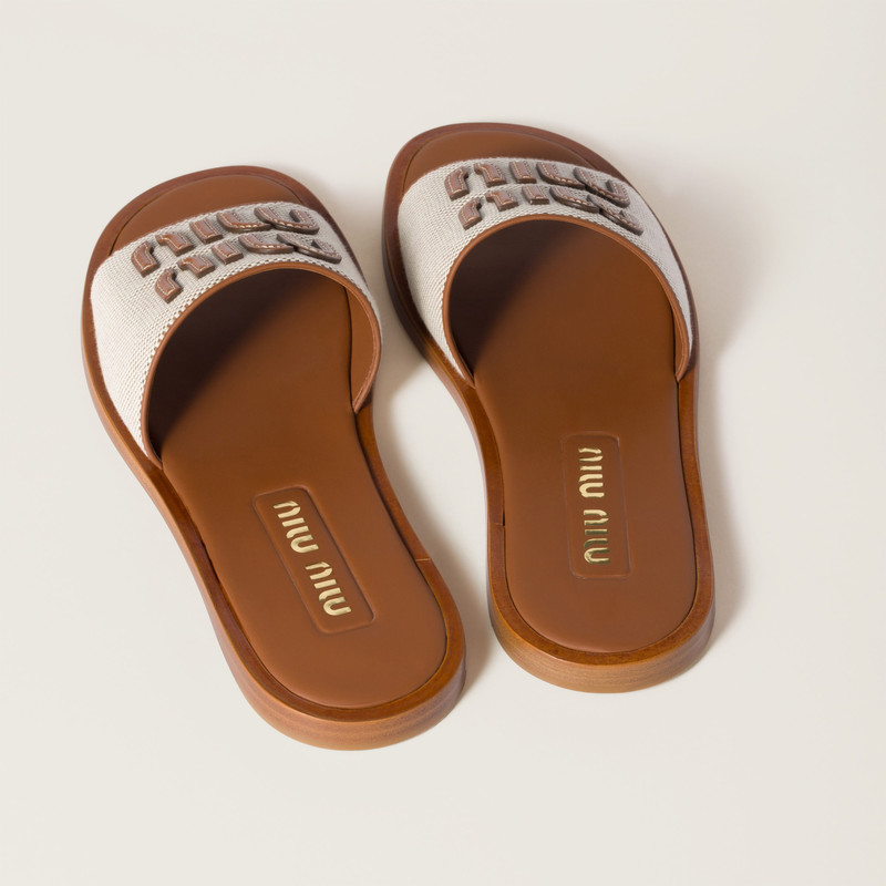 Miu Miu Canvas and leather slides outlook