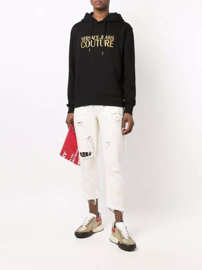 VERSACE JEANS COUTURE metallic logo-print hoodie outlook