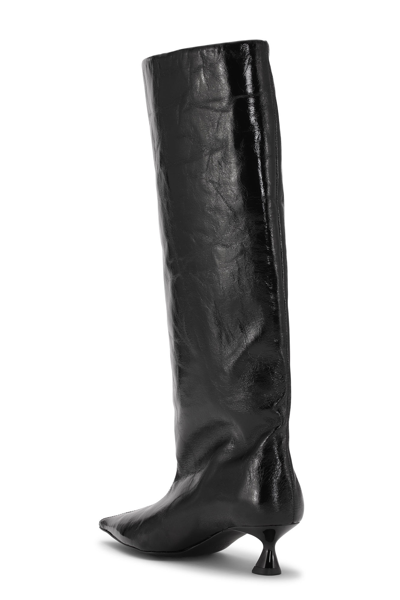 BLACK SOFT SLOUCHY KNEE-HIGH SHAFT BOOTS - 2