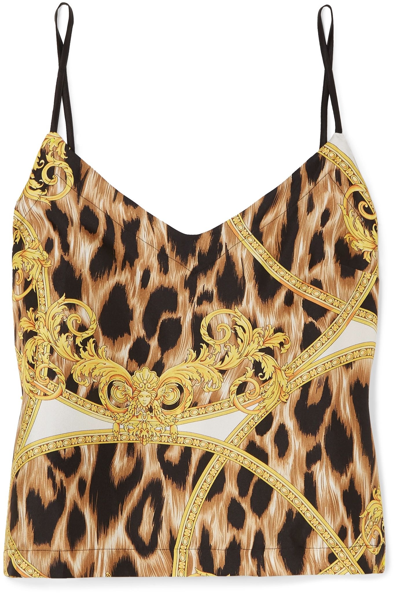 Cropped printed silk-twill camisole - 1