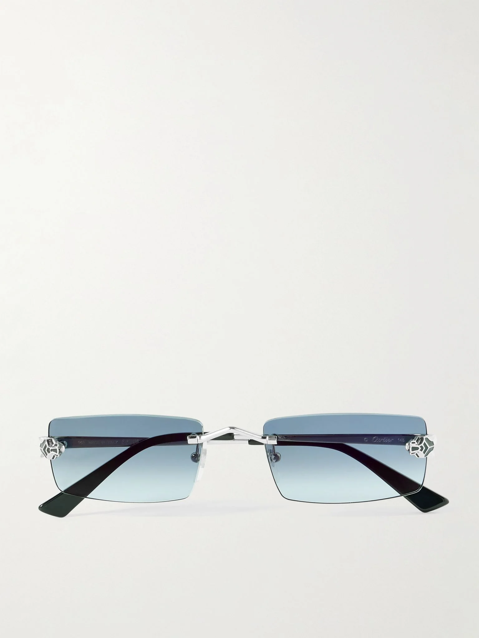 Panthère De Cartier Square-Frame Rimless Silver-Tone Metal Sunglasses Silver - 1