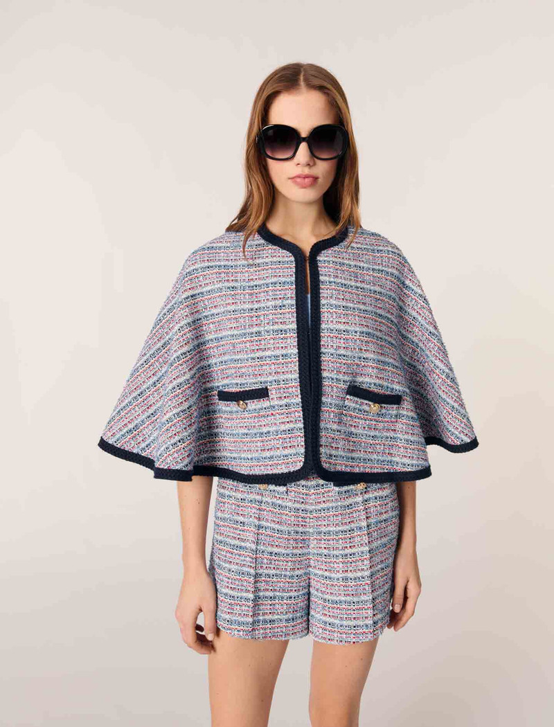 Tweed cape with contrasting trim 5