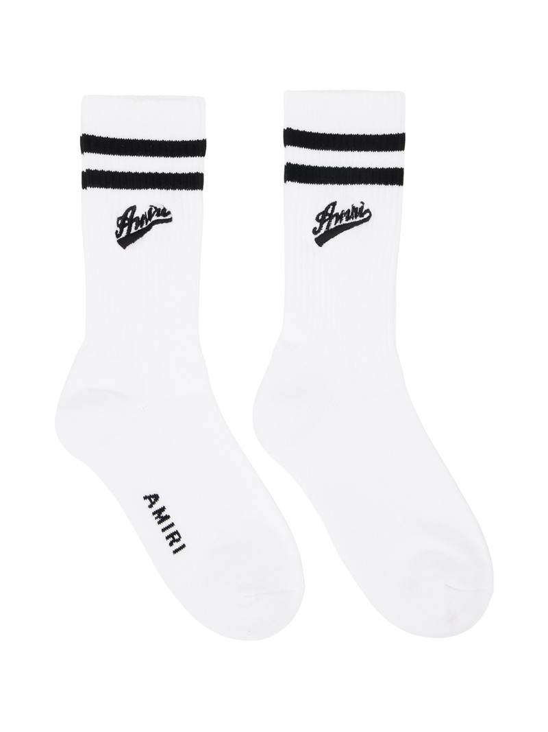White Varsity Script Socks 1