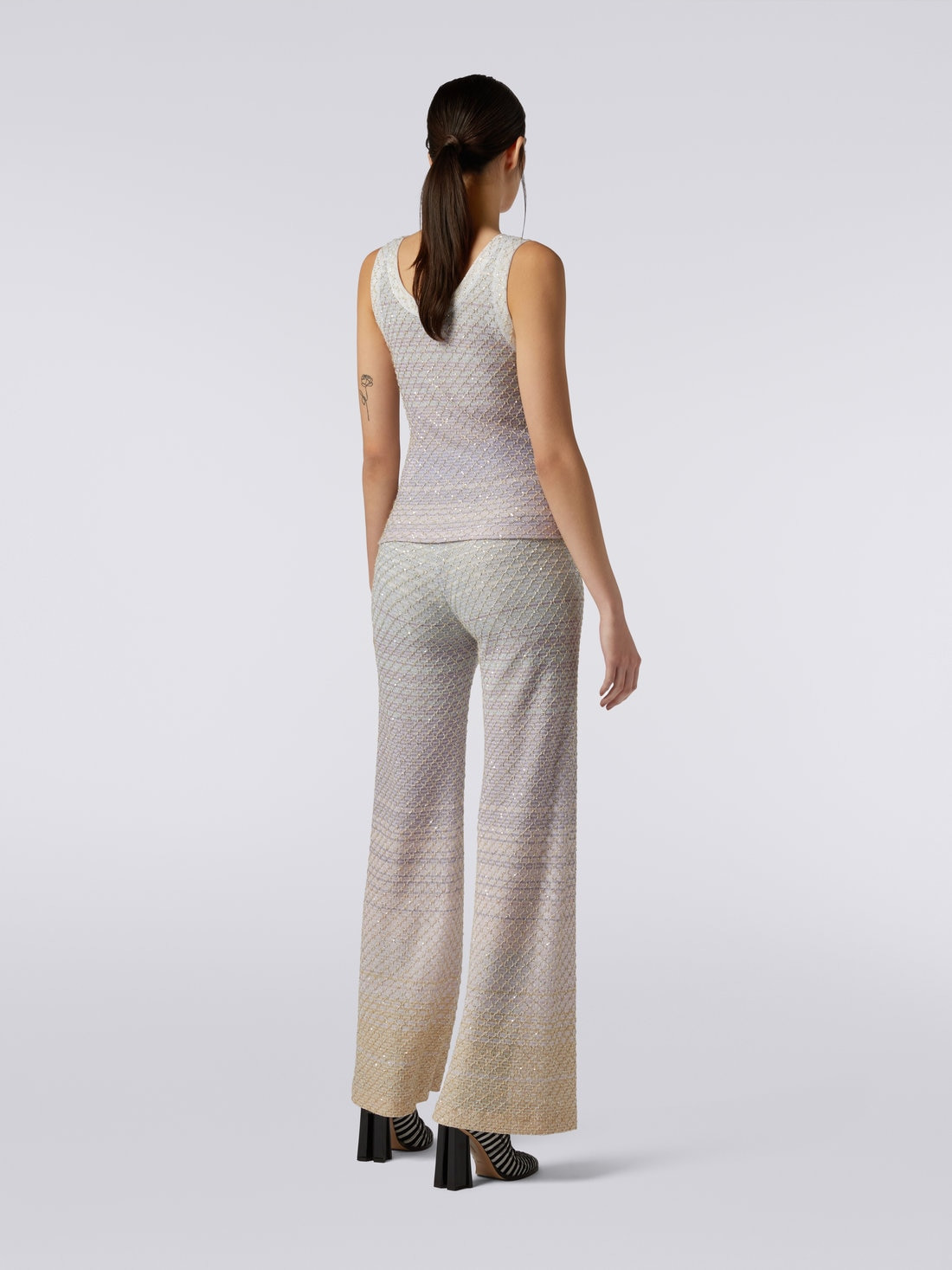 Viscose blend trousers with mesh and sequins - 4