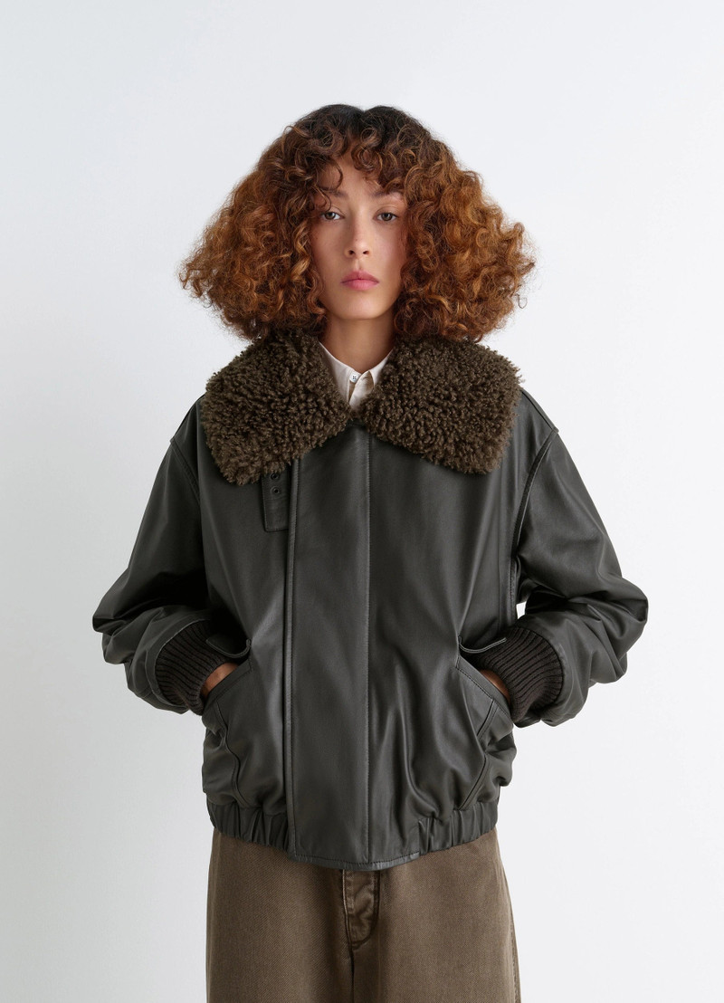 Lemaire LEATHER BLOUSON WITH SHEARLING COLLAR outlook