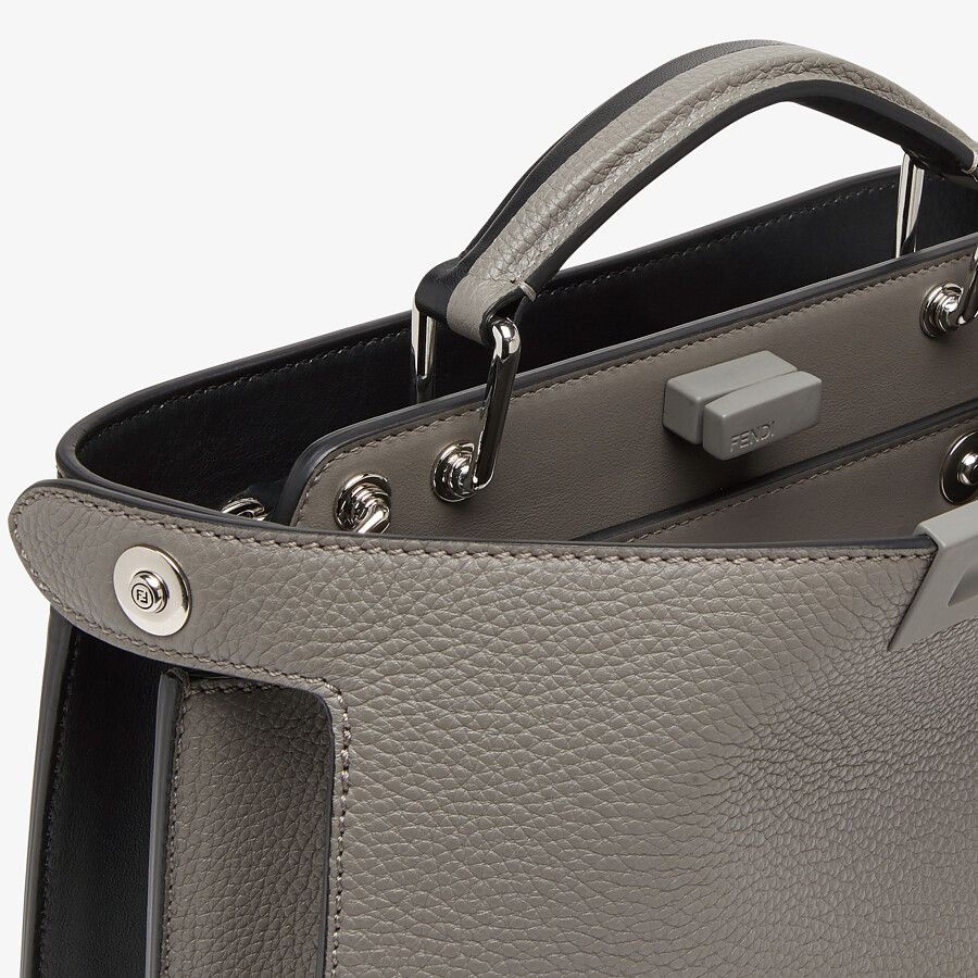 Gray and black leather bag - 6